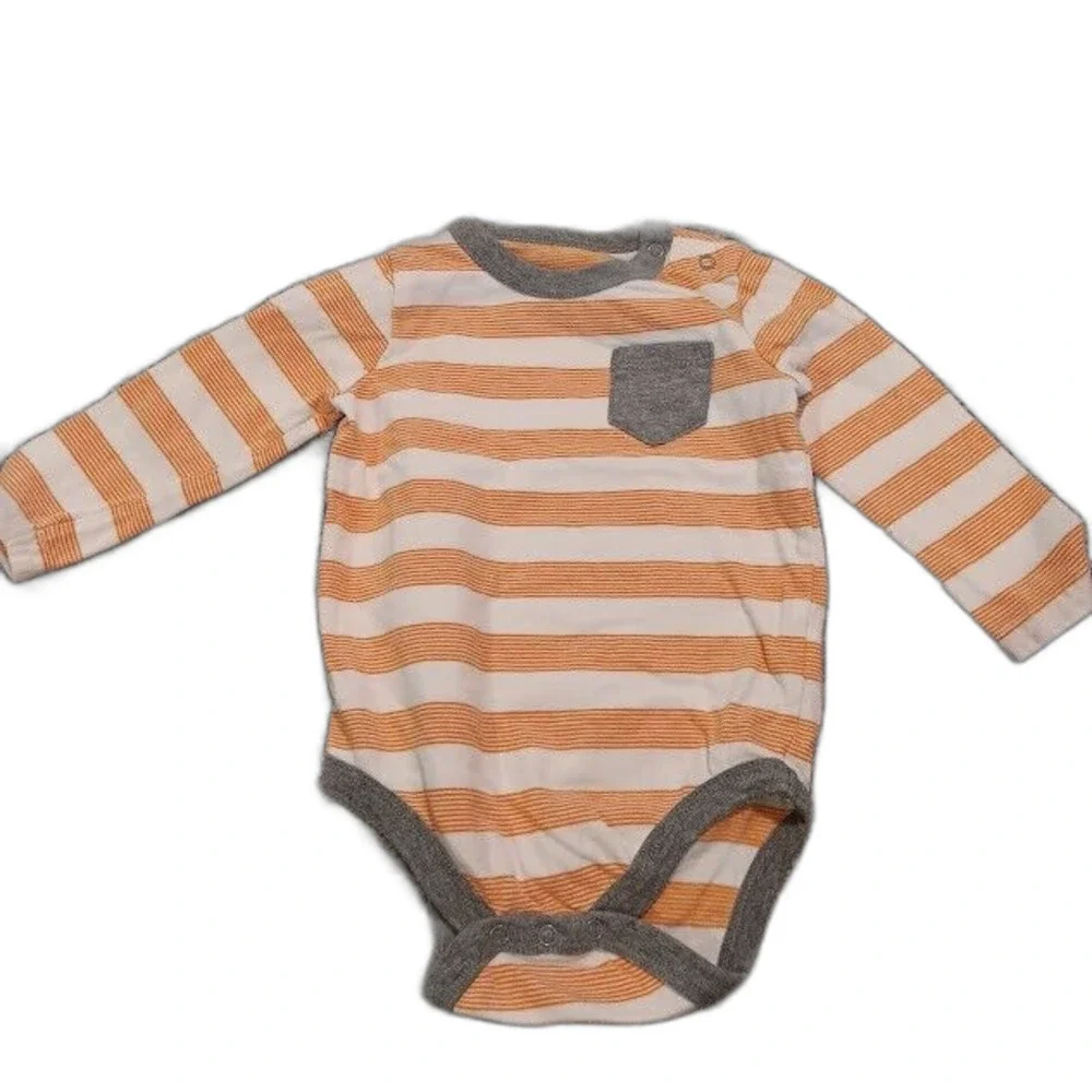 Circo Long Sleeve One Piece 3-6M, 100% Cotton Orange Striped